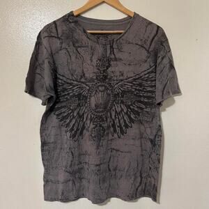 Vintage Y2K XG Affliction Style AOP Graphic Grunge T-Shirt Size Men’s L